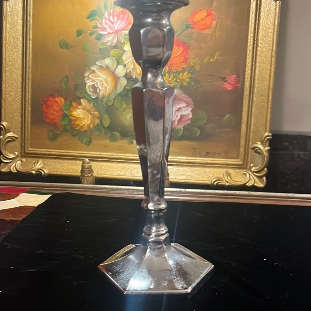 VTG Silverplate Hexagonal Candlestick Holder
